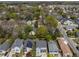 Aerial view of a neighborhood with lush greenery and well-maintained houses at 1515 E Jones St, Raleigh, NC 27610
