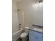 Clean bathroom with granite countertop, tub and shower at 161 Jones Creek Ln, Lillington, NC 27546