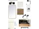 A design board displaying elegant powder room finishes, featuring dark bronze hardware, carrara roma countertop, and wood vanity at 2603 Vineyard St, Durham, NC 27707