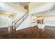 Open floorplan with living area and kitchen featuring stairs to a second story at 310 Shale Creek Dr, Durham, NC 27703