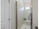 New tile shower with seamless glass doors and a corner seat at 416 Holding Creek Dr, Wake Forest, NC 27587