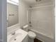 Full bathroom features a shower-tub combo and large vanity at 5605 Christie Ln, Durham, NC 27713