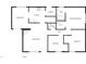 Floor plan showing layout of living room, kitchen, bedrooms, and bathrooms at 5605 Christie Ln, Durham, NC 27713
