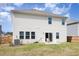 Spacious backyard with a lawn and a sliding door entrance to the home at 609 Embrun Run, Wendell, NC 27591
