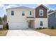 Charming two-story home with a two-car garage and well-maintained front yard at 609 Embrun Run, Wendell, NC 27591