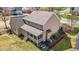 Aerial view of the property showcasing the backyard, patio, and overall lot size at 749 Hadrian Dr, Garner, NC 27529