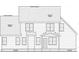 Detailed rear exterior elevation featuring shingles, brick veneer, and window placement at 85 Prency Ln, Middlesex, NC 27557