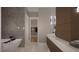 Bright bathroom featuring a standalone tub, walk-in shower, and modern vanity with ample storage at 95 Cherry Bark Dr, Youngsville, NC 27596