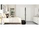 Bright bedroom featuring a comfortable bed with accent pillows and a view through an adjacent room at 300 Calvander Ln, Apex, NC 27539