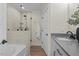 Modern bathroom with luxurious shower, granite countertops, and stylish fixtures at 1255 Hammond Dr, Mebane, NC 27302