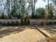 Well-maintained backyard featuring a retaining wall and mature trees at 136 Glenpark Pl, Cary, NC 27511