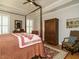 Comfortable bedroom featuring a wooden four poster bed, and stylish decor accents at 136 Glenpark Pl, Cary, NC 27511