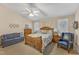 Beautifully decorated bedroom with vaulted ceiling and a matching sitting area to relax in at 1410 Briardale Ln, Durham, NC 27712