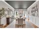 Elegant dining room with a dark ceiling, a large table with chairs, and a sideboard with a mirror at 1801 Clifton Pines Dr, Cary, NC 27519