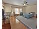 Spacious main bedroom with sitting area, ceiling fan, and hardwood flooring at 29 Mocking Ln, Rocky Mount, NC 27804