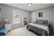 Bedroom with light gray walls, window, and bed with neutral colored linens at 3416 Cottonwood Dr, Durham, NC 27707