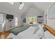 Spacious primary bedroom features vaulted ceilings, built-ins, and backyard access at 63 Tally Ho Dr, Selma, NC 27576