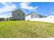 The backyard features a gentle slope, lush grass and a new privacy fence at 653 Corvair Ln, Wendell, NC 27591