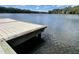 Inviting lake view featuring a private dock with beautiful water and sky reflections at 100 Lochberry Ln, Cary, NC 27518