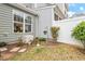 Well maintained backyard featuring green grass, small garden and privacy fence at 109 Shale Creek Dr, Durham, NC 27703