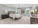Comfortable main bedroom features neutral decor, carpet floors, and multiple windows at 1245 S Blount Street # 201, Raleigh, NC 27601