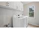 Convenient laundry room with modern LG washer and dryer, plus overhead storage at 204 Arnold Ln, Fuquay Varina, NC 27526