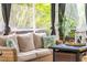 Cozy screened porch with stylish outdoor furniture and a tranquil view of nature at 240 Swann Trl, Clayton, NC 27527