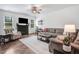 Cozy living room featuring a fireplace, a comfortable sofa, and warm, inviting decor at 245 Naples Ln, Clayton, NC 27527