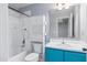 Modern bathroom featuring a vanity with storage, subway tile and a shower and tub combination at 286 Sea Mist Dr, Sanford, NC 27332