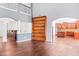 Spacious living space with hardwood floors, open access to the kitchen, and tall ceilings at 286 Sea Mist Dr, Sanford, NC 27332