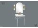 Elegant powder bath featuring pedestal sink, gold fixtures, and decorative mirror at 5107 Hearth Dr, Raleigh, NC 27609