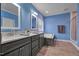 Bright bathroom features double vanity, shower, bathtub and white marble countertops at 90 Ferncrest Ct, Roxboro, NC 27574