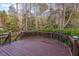 Wooden deck is surrounded by mature trees and bushes, giving a sense of privacy at 924 Elbridge Dr, Raleigh, NC 27603