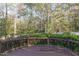 Deck is made of wood, has railing, and is surrounded by green leafy bushes at 924 Elbridge Dr, Raleigh, NC 27603