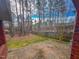 Serene backyard with a brick patio, surrounded by trees and a wooden fence for privacy at 1171 Jackson Ct, Creedmoor, NC 27522