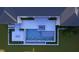Aerial rendering of a backyard featuring a pool, patio, firepit, and manicured landscaping at 1216 Barcroft Pl, Raleigh, NC 27615