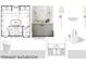 Bathroom design featuring gray vanity with white countertop, wall sconces, and polished edge mirror at 1216 Barcroft Pl, Raleigh, NC 27615