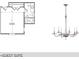 Guest suite with chandelier, plumbing fixtures and a floor plan at 1216 Barcroft Pl, Raleigh, NC 27615