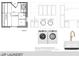 Laundry room rendering with layout, washer, dryer, sink and cabinetry design elements at 1216 Barcroft Pl, Raleigh, NC 27615