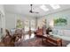 Light-filled sunroom with multiple windows, cozy seating, and stylish decor, a tranquil retreat at 1417 Hathaway Rd, Raleigh, NC 27608