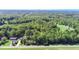 Distant aerial view of a brick home and surrounding wooded area at 1481 Country Club Rd, Roxboro, NC 27574