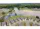 Aerial view of houses nestled around a serene lake, boasting a mix of lush greenery and inviting community spaces at 4102 Catfish Way, Durham, NC 27703