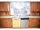 Bright kitchen offers wood cabinetry, natural light, and retro-style appliances at 711 Evergreen Rd, Rocky Mount, NC 27803