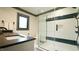 Beautiful bathroom with a glass shower, modern fixtures, and granite countertops at 917 Queensferry Rd, Cary, NC 27511