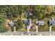 Overhead view of the neighborhood showing backyard pools and surrounding greenery at 97 Silver Creek Dr, Clayton, NC 27520