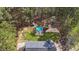 Aerial view of the pool and backyard, as well as the roof of the home at 97 Silver Creek Dr, Clayton, NC 27520