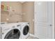 Functional laundry room featuring side-by-side washer and dryer, shelving, and ample storage at 1038 Branwell Dr, Durham, NC 27703
