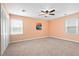 Bedroom featuring carpet floors, ceiling fan, and neutral color paint at 108 Birdie Ct, Rocky Mount, NC 27804