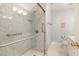 Bathroom with glass enclosed shower, tiled shower walls and toilet at 1409 Turner Farms Rd, Garner, NC 27529
