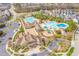 Beautiful aerial view of the community pool area featuring a slide and area at 142 Old Piedmont Cir, Chapel Hill, NC 27516